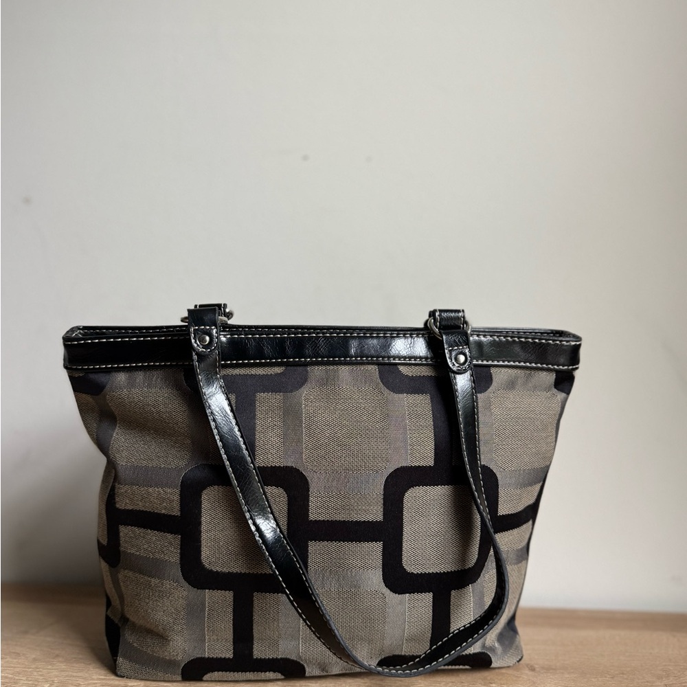 Nine West Black and Tan Patterned Tote